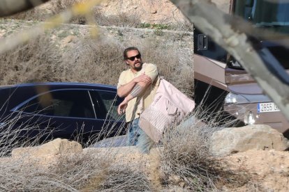 Jason Momoa, durante la grabación en Sant Llorenç de Montgai.