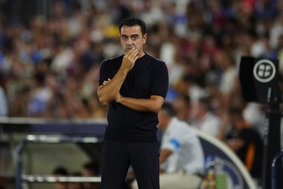 Xavi, en el primer partit de Lliga al camp del Getafe.