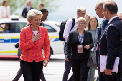 Ursula von der Leyen, a su llegada ayer a la cumbre estratégica de Bled, en Eslovenia. 