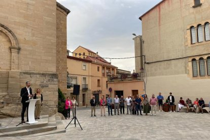 El delegat del Govern a Lleida, Bernat Solé, durant l’acte d’inauguració.