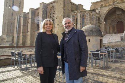 Carlos Carrizosa i María Burrel, ahir a la tarda a la Seu Vella.