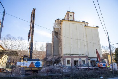 El derribo de los silos del Senpa siguió ayer con normalidad. 