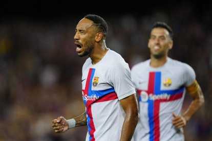 Aubameyang, durante el partido benéfico ante el City.