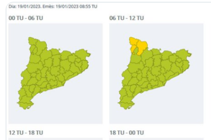 El riesgo de nevadas aumentará a medida que avance la tarde.