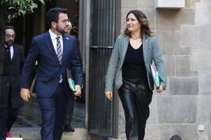 Pere Aragonès y la consellera Laura Vilagrà, juntos el martes.