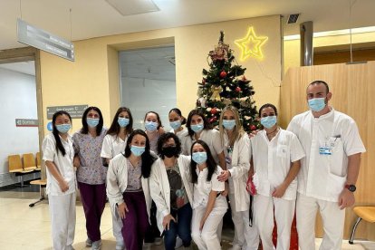 Professionals d’infermeria i auxiliars de la unitat de Psiquiatria de l’hospital Santa Maria.