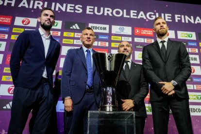 Jasikevicius, Satoransky, Chus Mateo i Musa, en la roda de premsa.