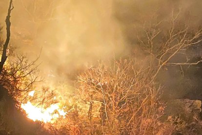 Pompiers i Bombers en el incendio de Canejan, en la Val d'Aran.