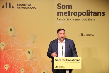 El líder de ERC, Oriol Junqueras, ayer.