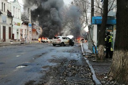 Imatge dels bombardejos russos del cap de setmana a Kherson.