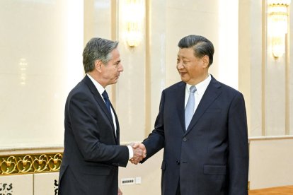 El secretari d’Estat dels EUA, Antony Blinken, ahir amb el president xinès, Xi Jinping.