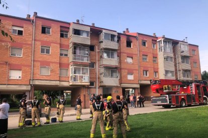 Imatge del dispositiu de dimecres de la setmana passada al foc mortal de Balaguer.