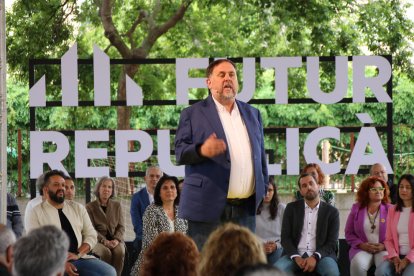 Junqueras en l’acte que ERC va celebrar ahir a Girona.