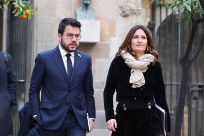 El president Pere Aragonès, amb la consellera Laura Vilagrà.