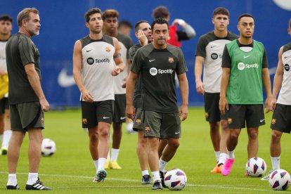 Xavi, durante un entrenamiento de esta pretemporada.