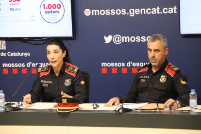 El comissari Ramon Chacon, cap de la Comissaria General d'Investigació Criminal, i la portaveu del cos i cap de l'Àrea Tècnica de Proximitat i Seguretat Ciutadana, la inspectora Montserrat Escudé.