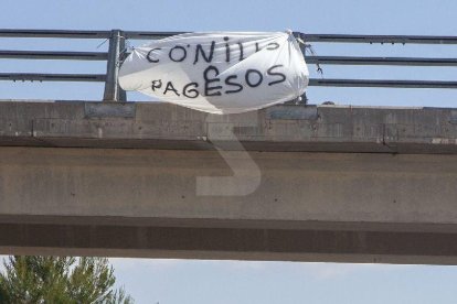 Pengen conills amb una pancarta a Verdú