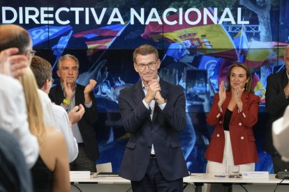 Feijóo, ahir durant la Junta Directiva Nacional celebrada pel PP a Madrid.