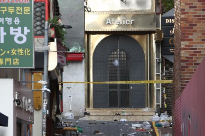 Imagen de la calle donde se inició la estampida mortal en Seúl.