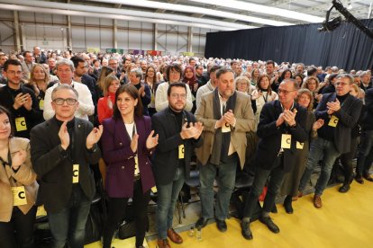 Els màxims dirigents d’ERC a Lleida i Catalunya durant el congrés nacional del partit.