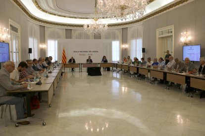 La Mesa del Agua de Catalunya constituida ayer con los representantes de una treintena de entidades.