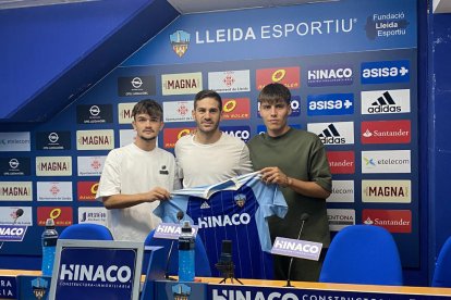 Àlex Rico, Raúl Fuster i Mateo Enríquez, ahir a la sala de premsa Carmelo Moncayo.