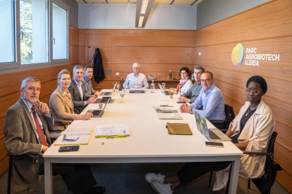 Imatge de la reunió del consorci del parc Agrobiotech, ahir.