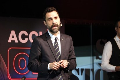 El conseller de Empresa, Roger Torrent, en el acto de ACCIÓ en Lleida este viernes.