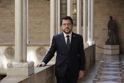 El president de la Generalitat, Pere Aragonès, en el Palau de la Generalitat.