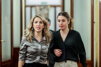 Imagen de archivo de Yolanda Díaz e Irene Montero en el Congreso.