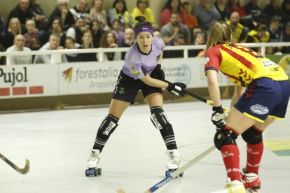 Luchi Agudo, en una acció del partit d’anada jugat a Vila-sana.