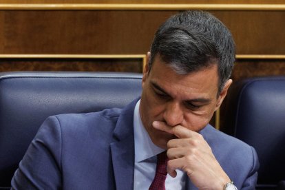 El president del govern espanyol, Pedro Sánchez, durant la sessió plenària en el Congrés.