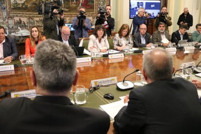 La consellera d'Acció Climàtica, Teresa Jordà, a la reunió de la taula de la sequera al Ministeri d'Agricultura aquest dimecres.