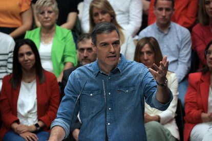 Pedro Sánchez, ahir en un acte del PSOE a Fuenlabrada.