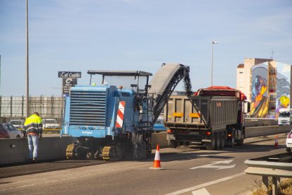 Obras en la entrada a lleida.