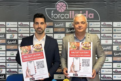 Jordi Pi i Albert Aliaga, ahir durant la presentació del nou servei als aficionats.