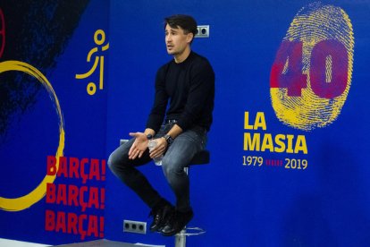 Bojan Krkic, en imatge d’arxiu, durant una xarrada sobre la Masia del Barça.