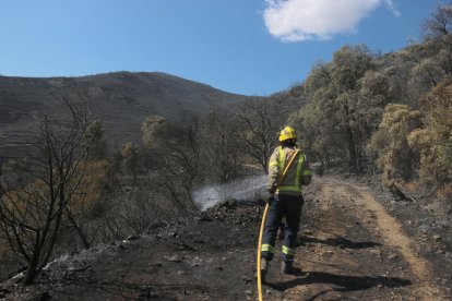 Bombers treballant ahir diumenge en l’incendi de Llançà.