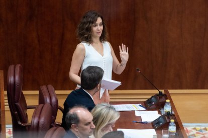 La presidenta madrileña dedicó ayer gran parte de su discurso ante la Asamblea a Catalunya.