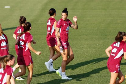 Un entrenament de la selecció espanyola de futbol.