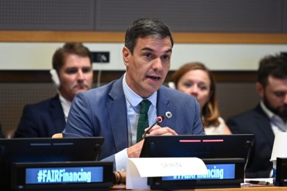 El president espanyol, Pedro Sánchez, ahir a la cimera de l’ONU a Nova York.