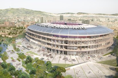 Render de l’aspecte exterior que tindrà el renovat Camp Nou.