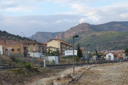 La zona on s’han talat els arbres a prop de l’estació de tren de la Pobla de Segur.