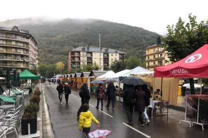 El públic va passejar pel carrer principal que acull les parades de la Fira de Sort.