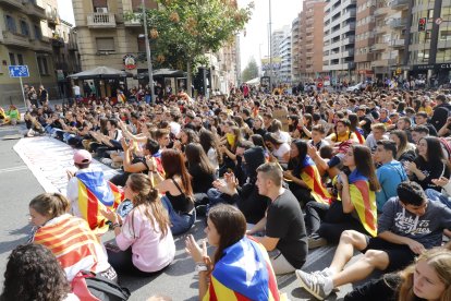 Imatge d’una de les protestes per la sentència contra els líders independentistes l’octubre del 2019 a Lleida.