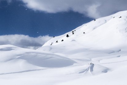 Pla de Beret. La cara nord de la Val d'Aran és una de les zones on s'acumula més neu.