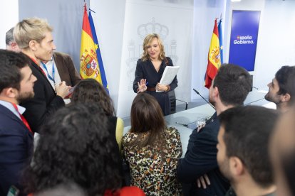 La portaveu de la Moncloa, Pilar Alegría, atén els mitjans després del Consell de Ministres d’ahir.