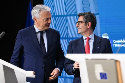 El comissari europeu de Justícia, Didier Reynders, ahir amb el ministre Félix Bolaños.