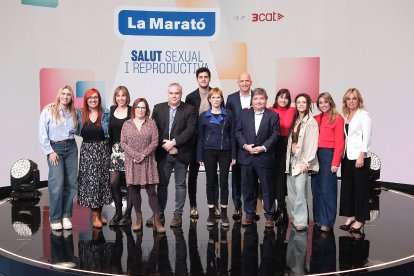 Representants de 3Cat i conductors de La Marató del 2023, ahir en la presentació de l’especial.