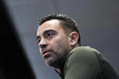 Xavi, durant la roda de premsa que va oferir ahir prèvia al partit d’avui a València.